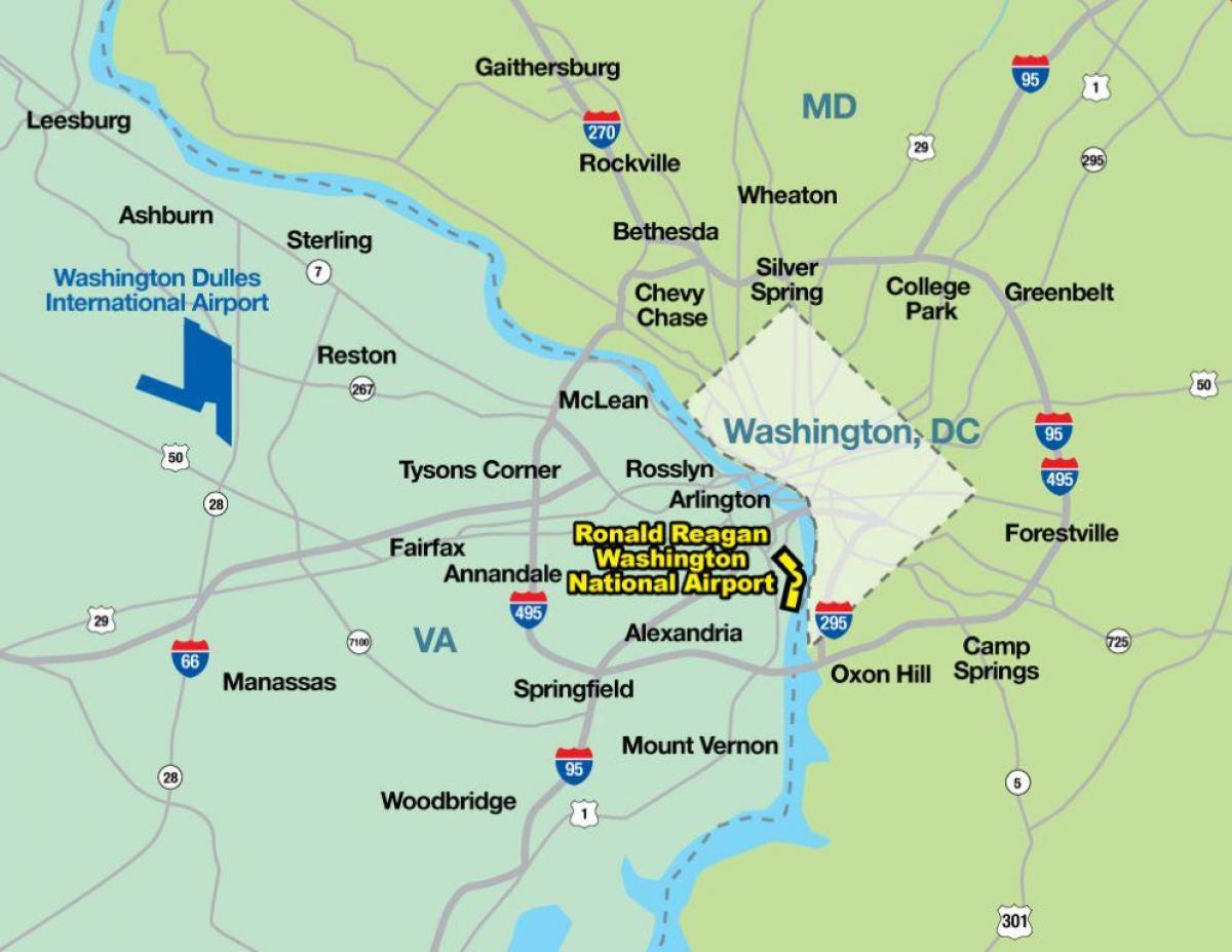 Mapa lotnisk Waszyngtonu DC