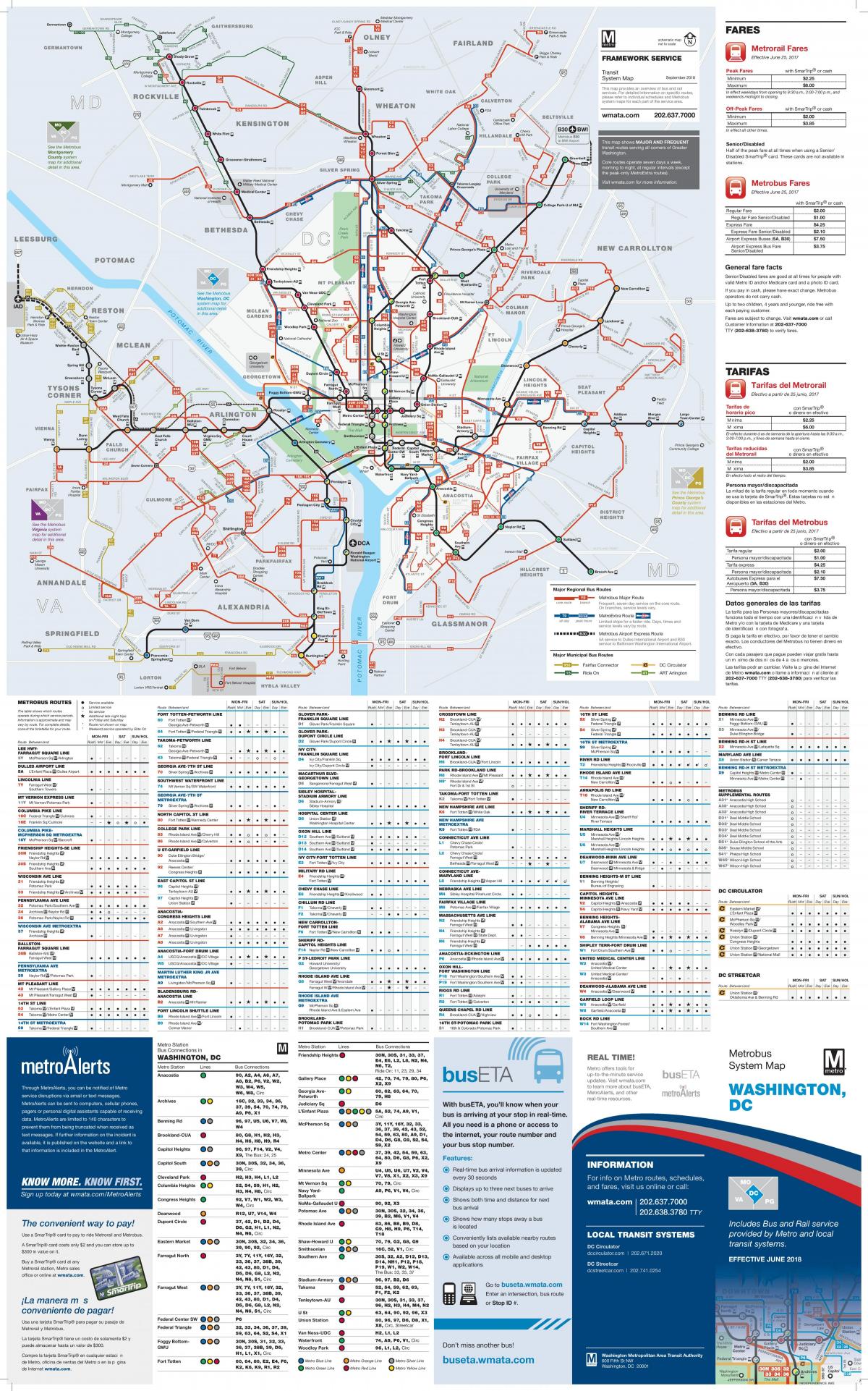 Mapa dworca autobusowego Waszyngtonu DC