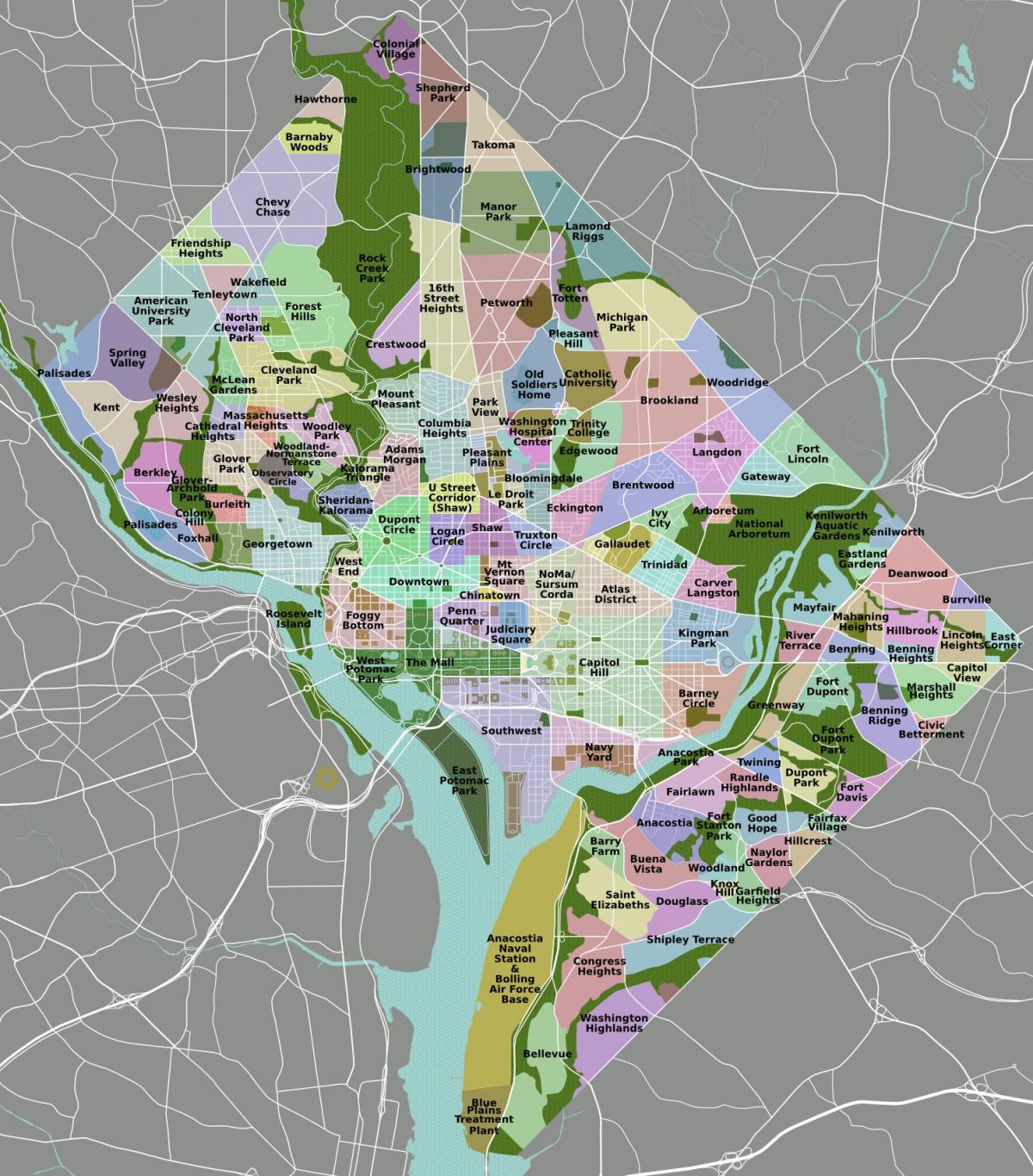 Mapa okręgu Waszyngtonu DC