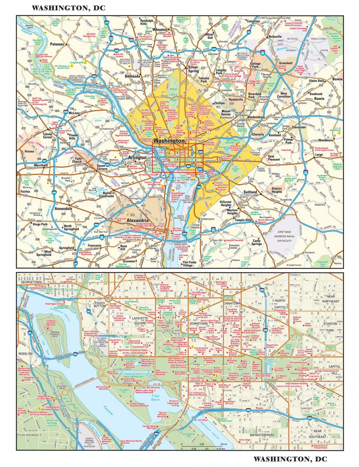 Mapa miasta Waszyngton DC