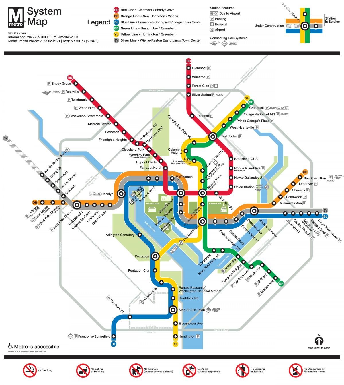 Mapa stacji metra Waszyngton DC