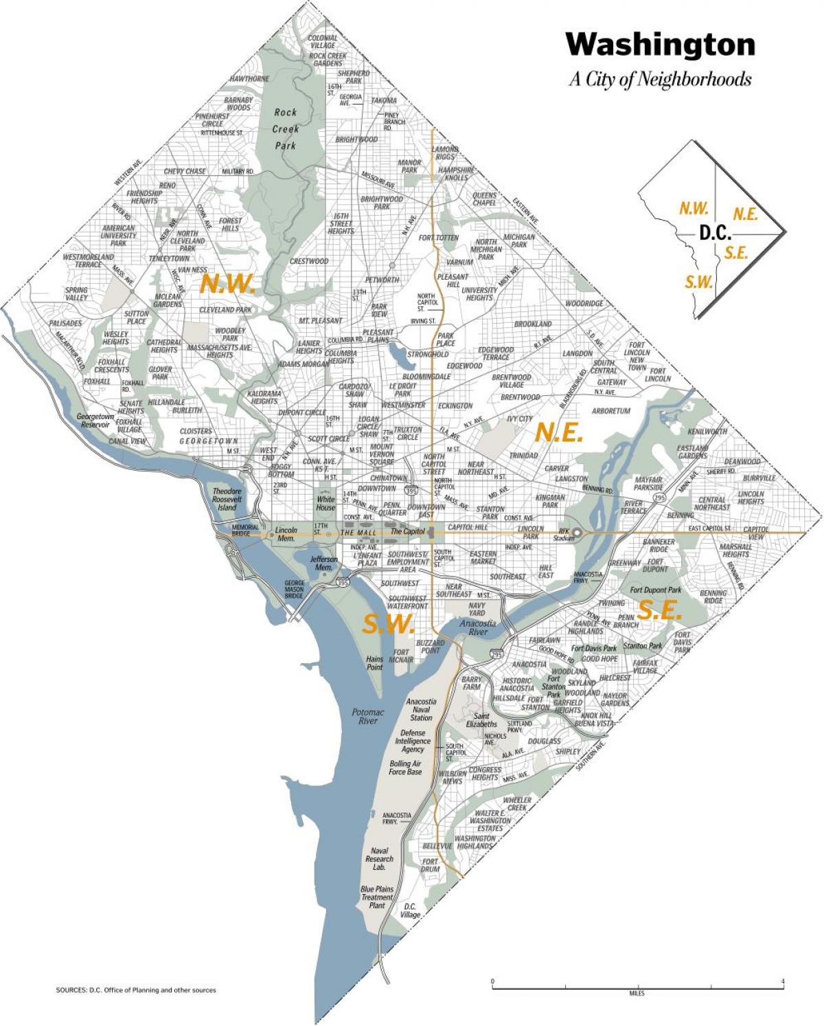 Mapa dzielnic Waszyngtonu