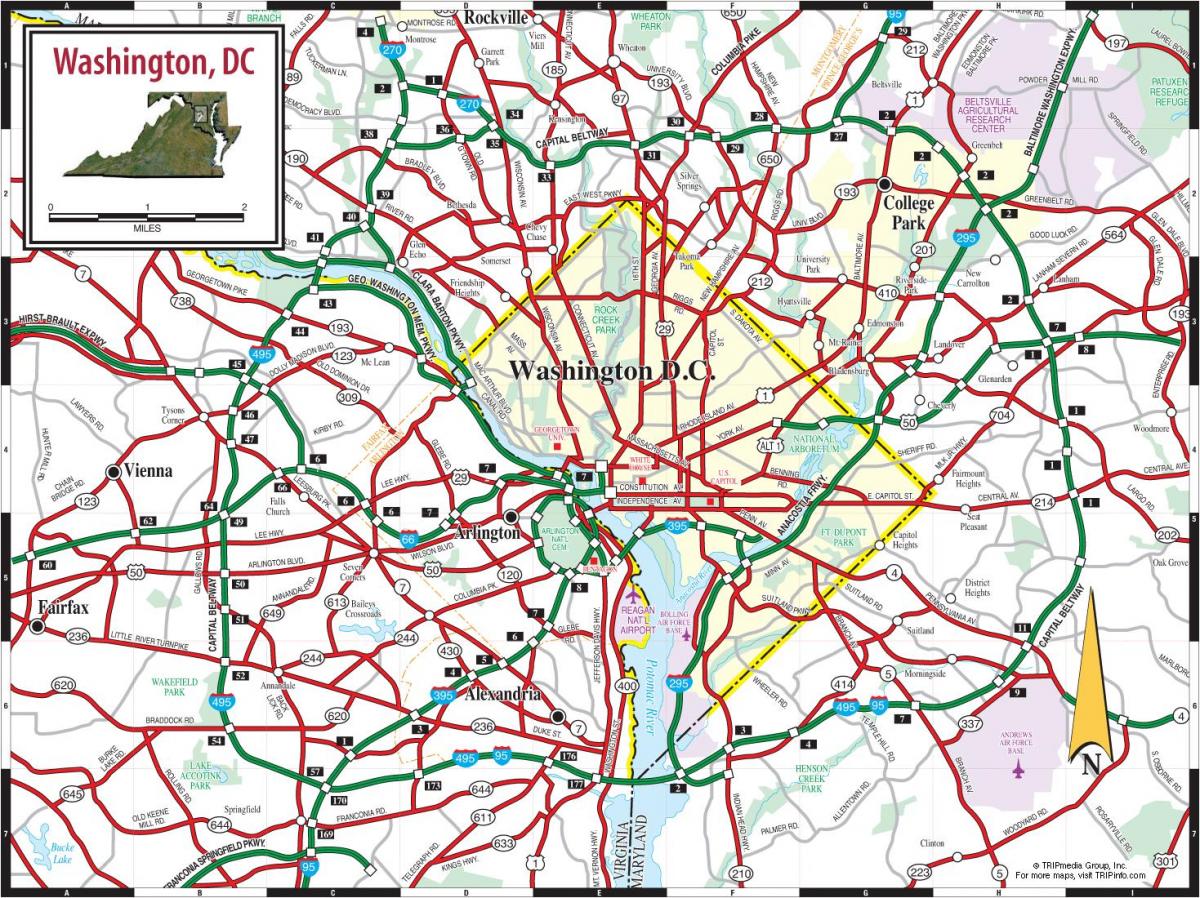 Mapa drogowa Waszyngtonu DC