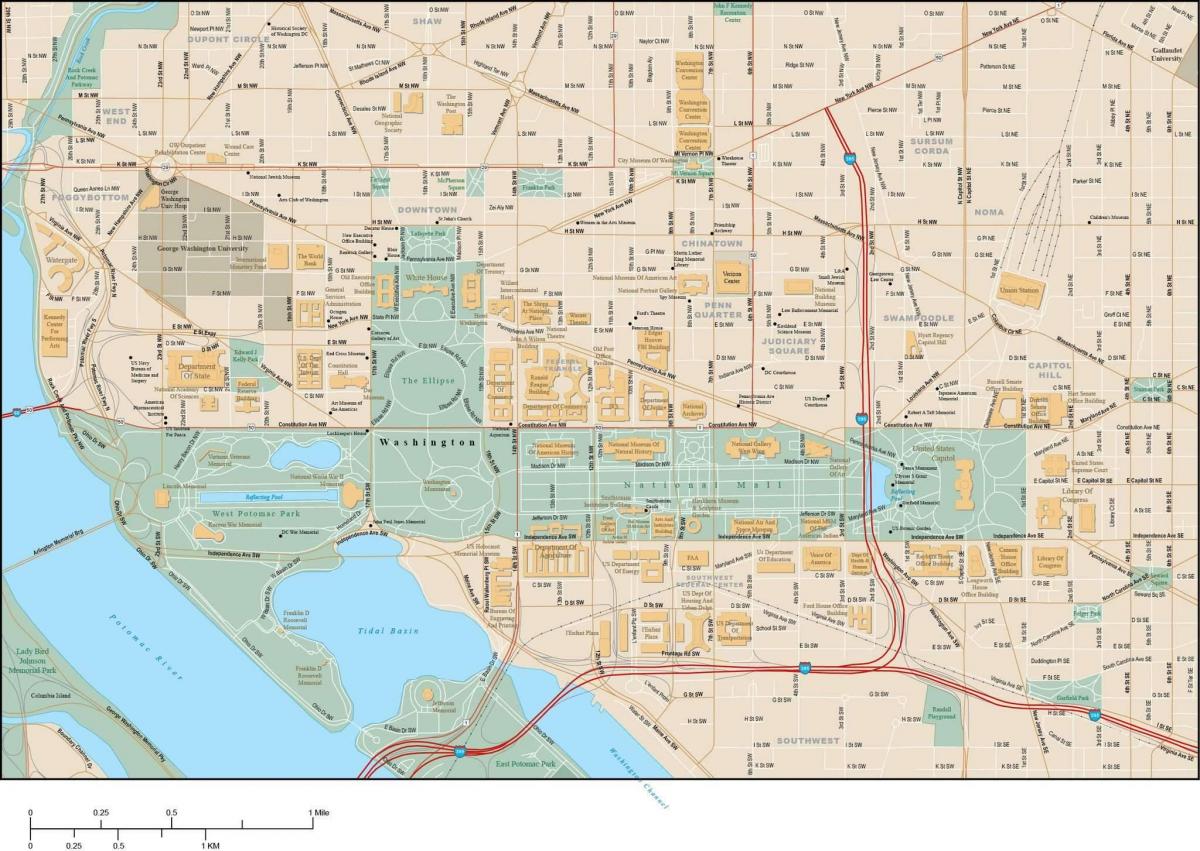 Mapa Waszyngtonu DC ulice