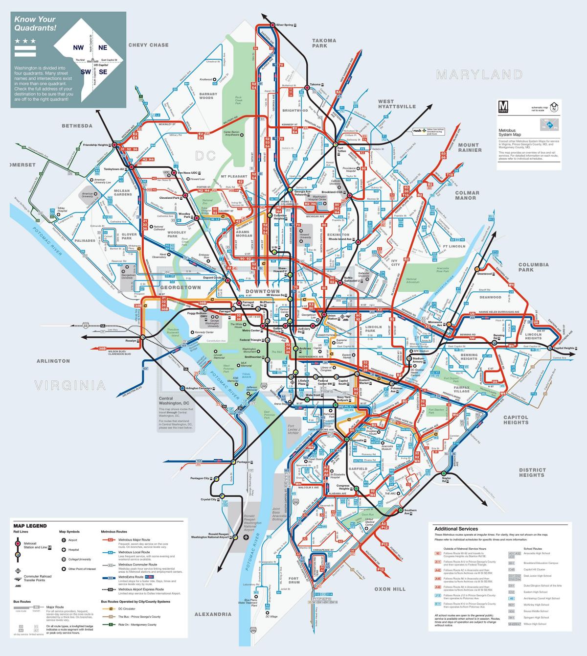 Mapa transportowa Waszyngtonu DC