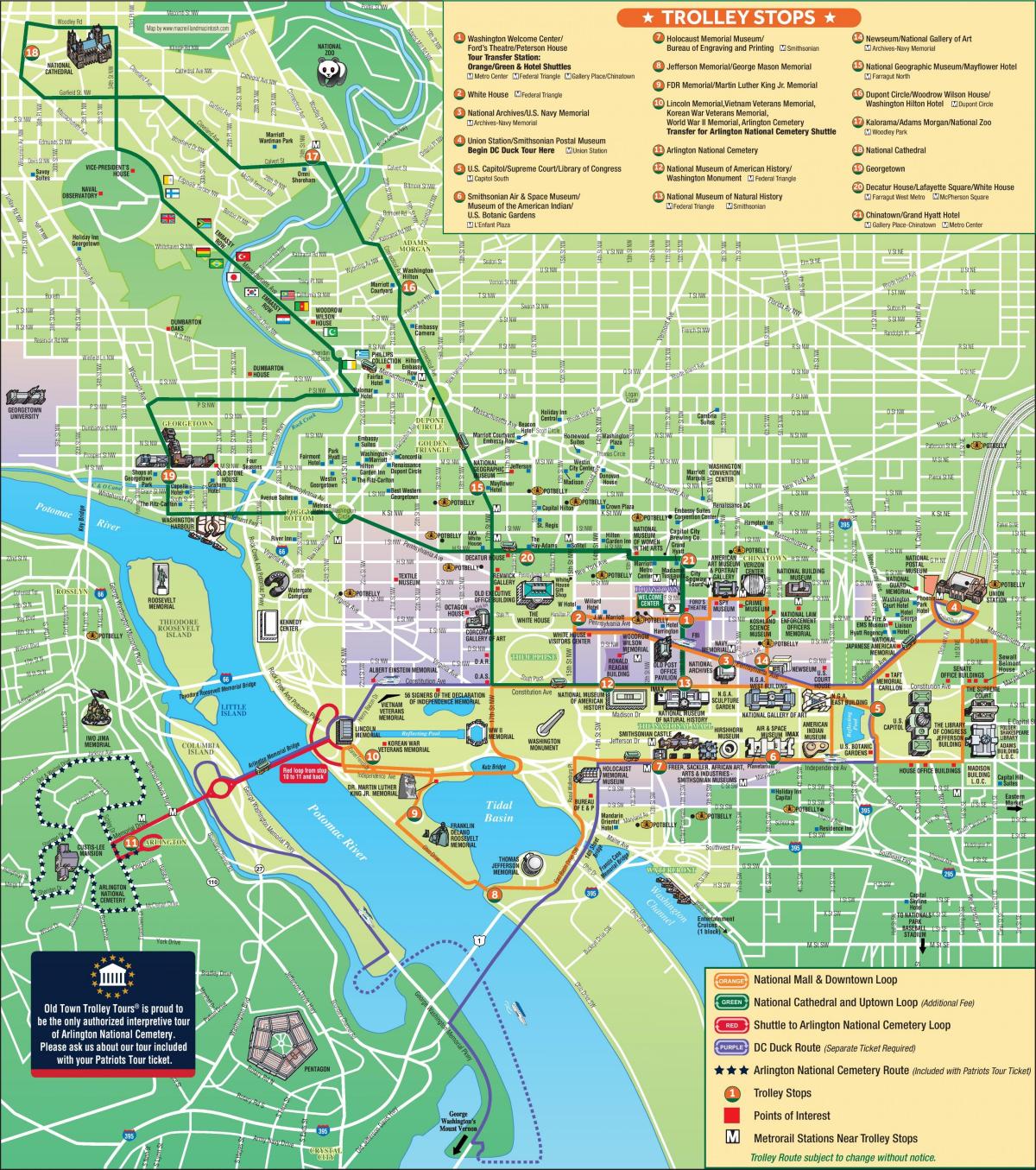 Mapa stacji wózkowych Waszyngtonu DC