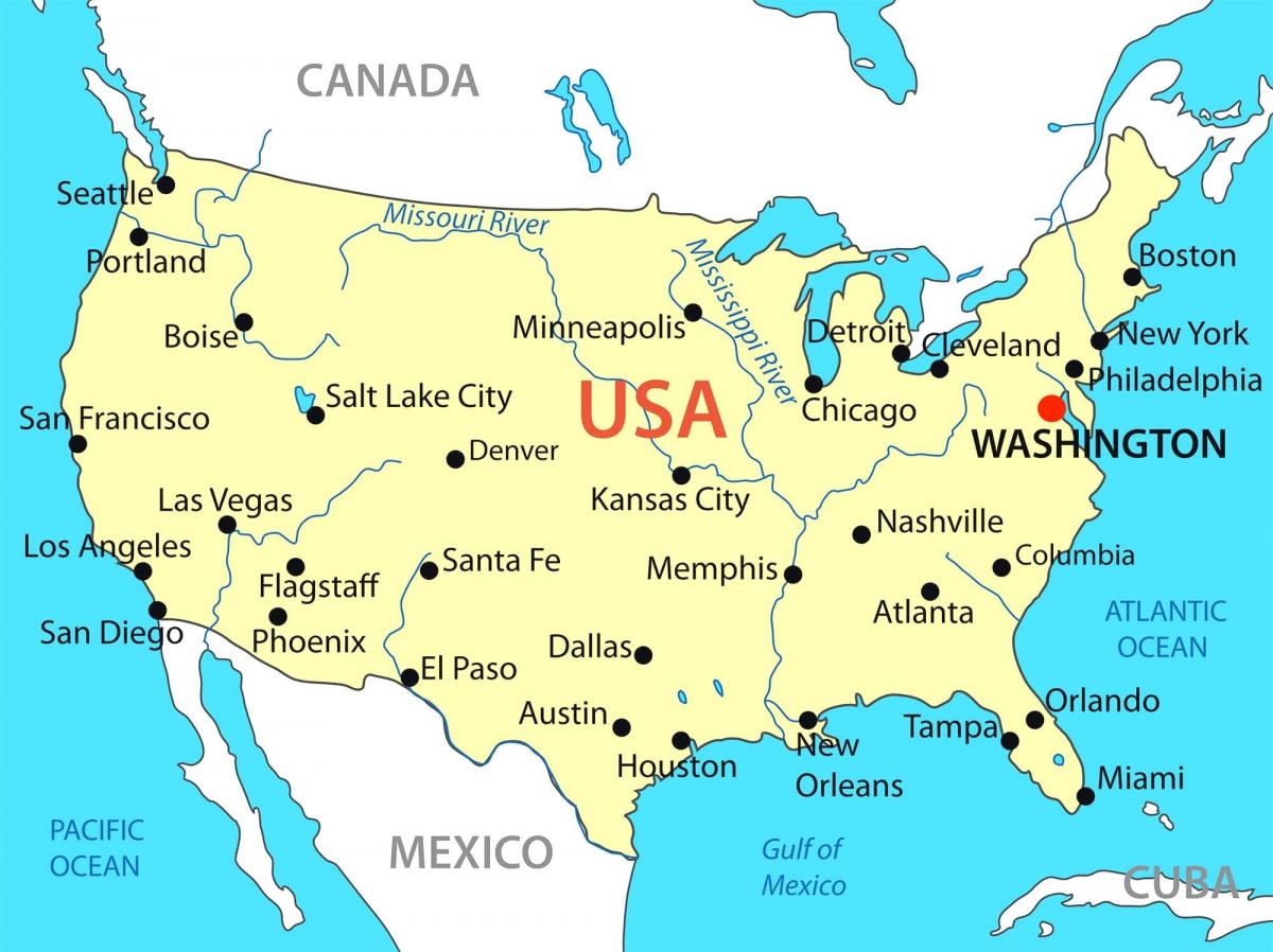 Waszyngton DC na mapie USA