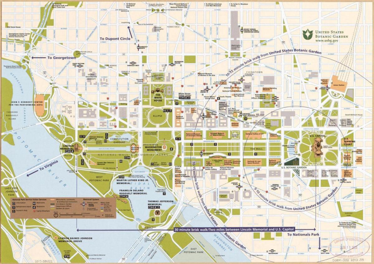 Mapa pieszych wycieczek w Waszyngtonie